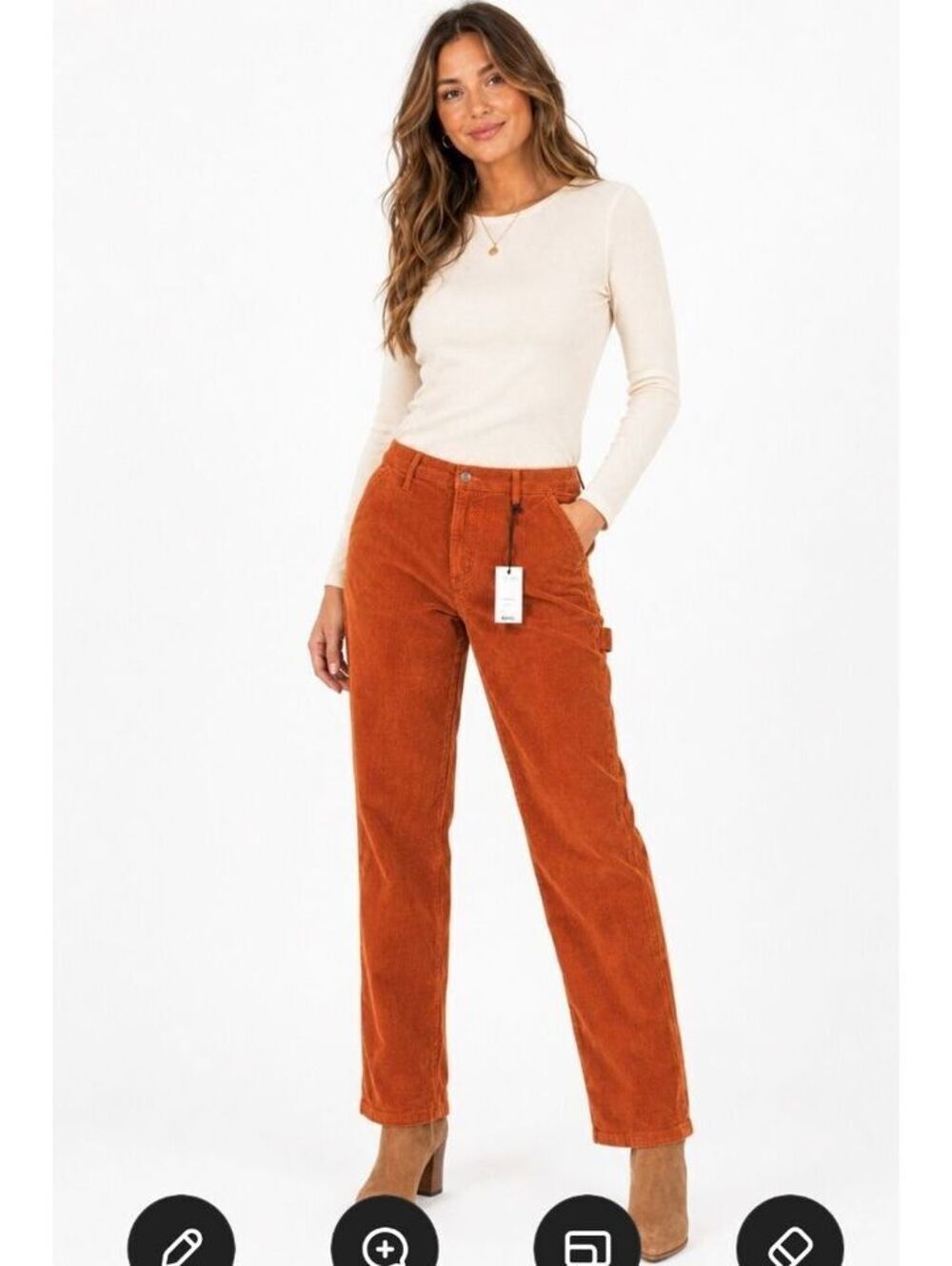 Judy Blue Plus Womens Slim Fit Corduroy Size 12 Rust Orange Fall Stretchy Autumn